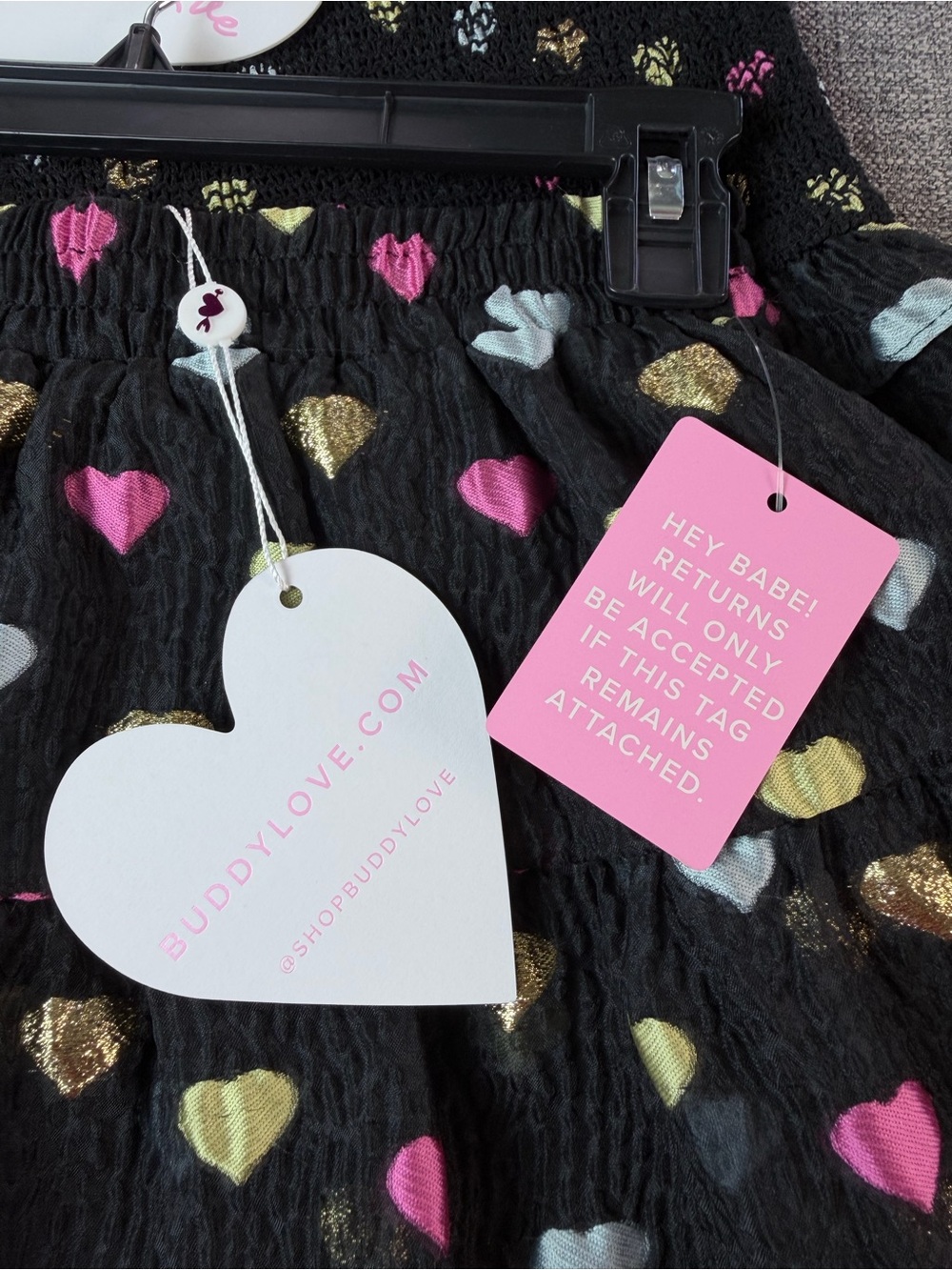 TYLER TWEEN OUTFIT SET - FOIL HEARTS Black Heart-Print Ruffle Kids Dress - Picture 8 of 14